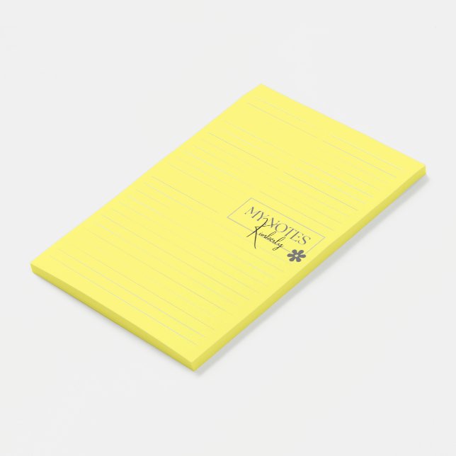 Bloco De Notas Lindo Simples Moderno Amarelo Personalizado Linado (Inclinado)