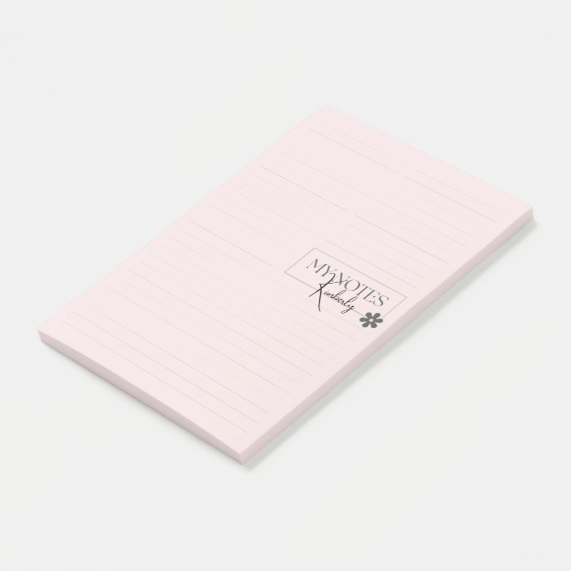 Bloco De Notas Lindo Simples Moderno Rosa Personalizado Linado (Inclinado)