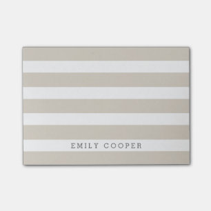 Bloco De Notas Linen Beige e White Classic Stripes Monograma