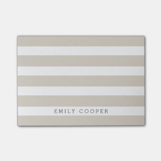 Bloco De Notas Linen Beige e White Classic Stripes Monograma