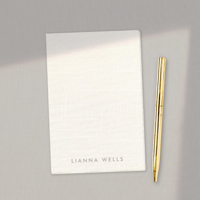Bloco De Notas Linen Personalizado Mínimo Elegante (imagem) (Elegant ivory linen background post-it notes - EXPLORE COLLECTION BELOW)