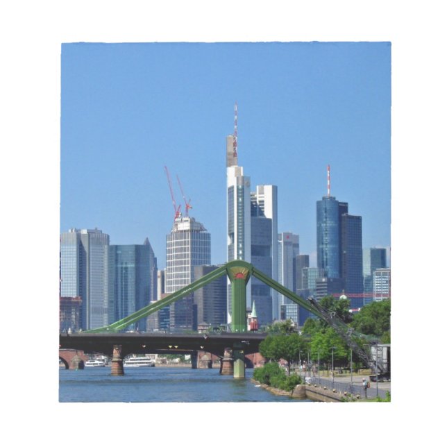 Bloco De Notas Linha do horizonte de Frankfurt (Frente)