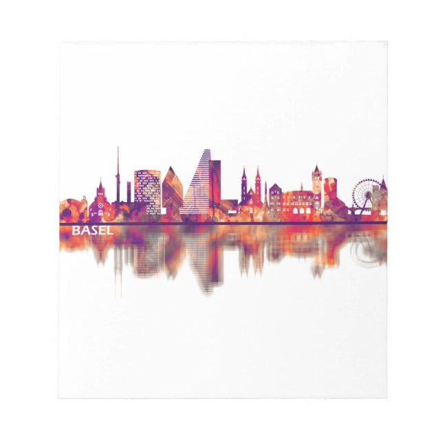 Bloco De Notas Linha do Skyline da Suiça Basileia (Frente)