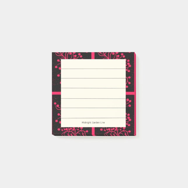 Bloco De Notas Linha Jardim à Meia-Noite Rosa Bloom (Frente)