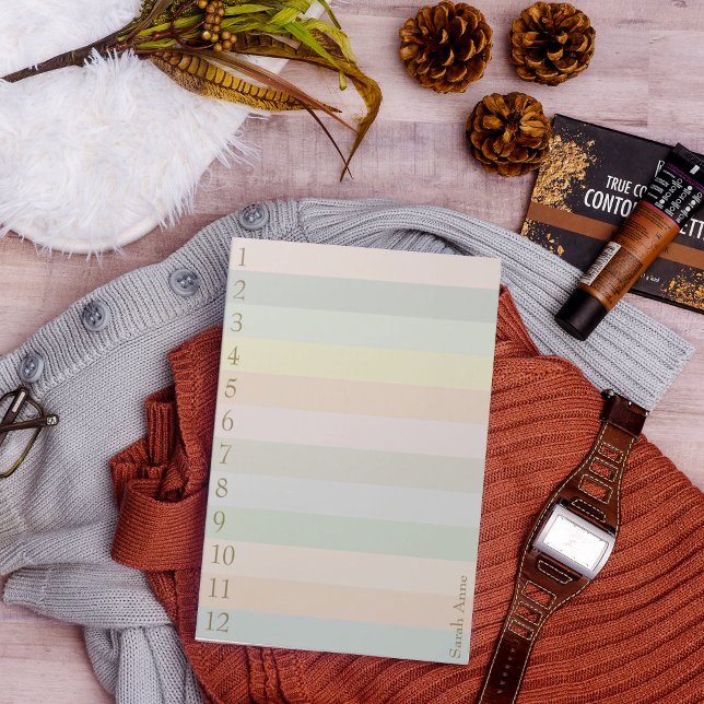 Bloco De Notas Linhas de Pastel com Grandes Números Dourados (Criador carregado)