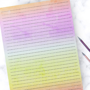 Bloco De Notas Linhas em Largura Preta Pastel Watercolor Arco-Íri