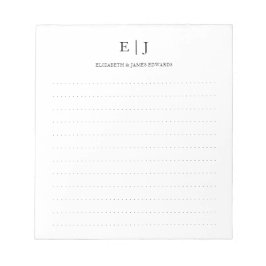 Bloco De Notas Linhas Pontas Simples do Monograma do Casal Modern