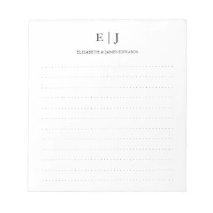 Bloco De Notas Linhas Pontas Simples do Monograma do Casal Modern