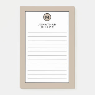 Bloco De Notas Links de Monograma de Tendy Beige Moderna