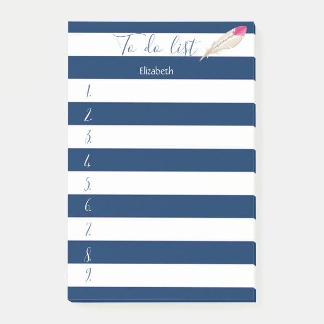 Bloco De Notas Lista Azul Moderno, Bandeja, Fazer (Frente)