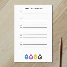 Bloco De Notas Lista Colorida de Quedas de Tinta CMYK