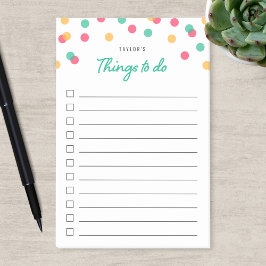 Bloco De Notas Lista de Coisas a Fazer do Confetti do Teal Cor-de