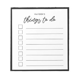 Bloco De Notas Lista de coisas a fazer para a tipografia moderna