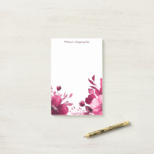 Bloco De Notas Lista de Compras da Mercearia Pink Blooms PERSONAL