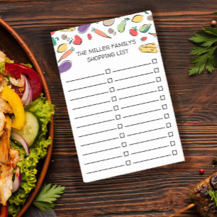 Bloco De Notas Lista de compras de Comidas desenhadas à mão