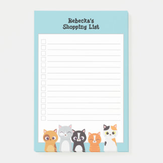 Bloco De Notas Lista de Compras de Gatos Inquisitivos Personaliza