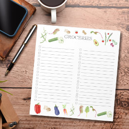 Bloco De Notas Lista de Compras de Legumes em Aquarela