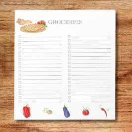 Bloco De Notas Lista de Compras de Pizza em Aquarela