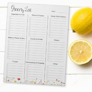 Bloco De Notas Lista de Compras Floral Aquarela de Flores Silvest