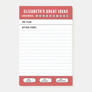 Bloco De Notas Lista de Grandes Ideias Vermelhas a Fazer