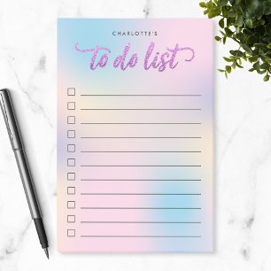 Bloco De Notas Lista de Leituras Roxas do Unicorn Mix Pattern Fau