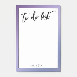 Bloco De Notas Lista De Manuscrito Para Fazer Ombro Azul E Roxo C