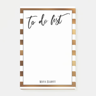 Bloco De Notas Lista de Manuscritos a Fazer Dourada e Listras Bra