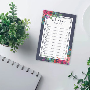 Bloco De Notas Lista de Nomes Personalizados de Buquê de Boho Vi