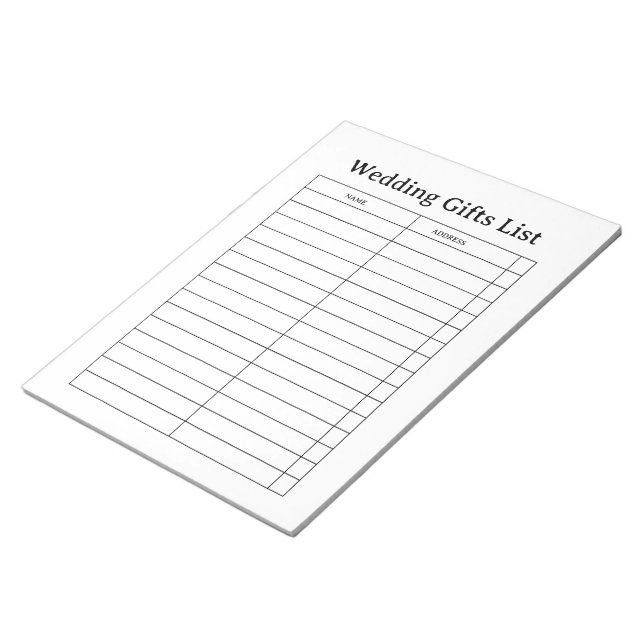 Bloco de Notas Lista de Presentes de Casamento (Inclinado)