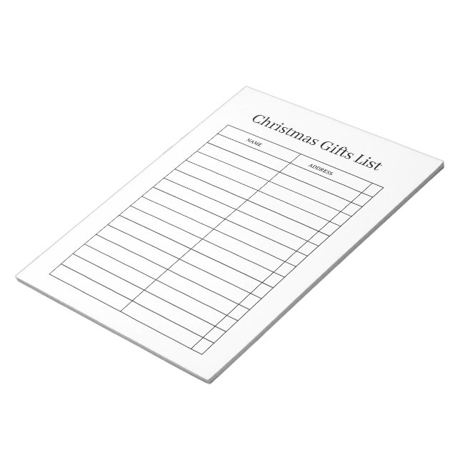 Bloco de Notas Lista de Presentes de Natal (Inclinado)