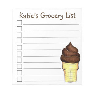 Bloco De Notas Lista de Produtos de Sorvete de Chocolate Soft Ser