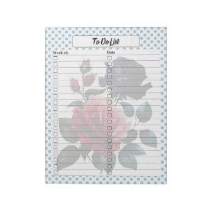 Bloco De Notas Lista de Rosas a Fazer Rosa e Azul