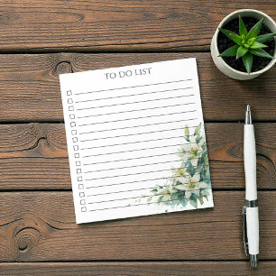 Bloco De Notas Lista de Tarefas Aquarela Lírio Moderno Boho Chic