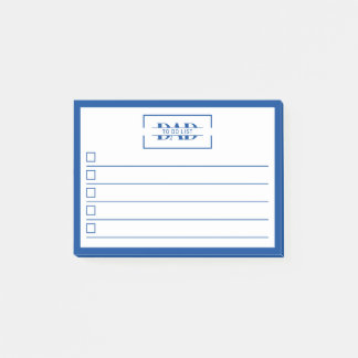 Bloco De Notas Lista de Tarefas Azul Moderna com Monograma 'Pai'
