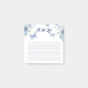 Bloco De Notas Lista de Tarefas com Borboletas de Aquarela Floral
