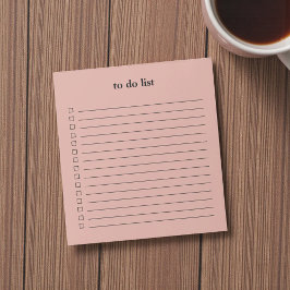 Bloco De Notas Lista de Tarefas Coral Empoeirado Minimalista Prof
