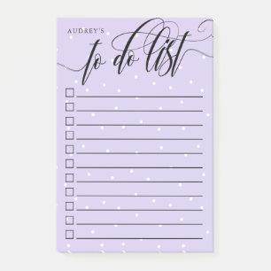 Bloco De Notas Lista de Tarefas de Confetti Branco da lavanda
