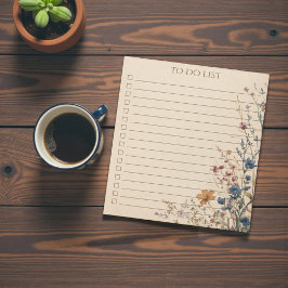 Bloco De Notas Lista de Tarefas de Flores Silvestres Rústicas Pre