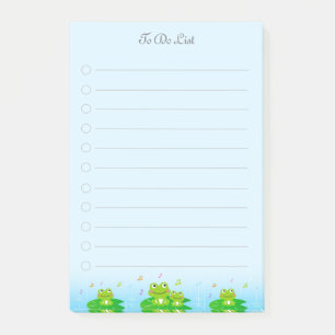 Bloco De Notas Lista de Tarefas de Sapos Lindos em Azul Claro