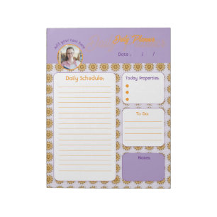 Bloco De Notas Lista de Tarefas Diárias Mandala Floral Laranja Bl