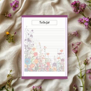 Bloco De Notas Lista de Tarefas do Jardim Roxo Florido