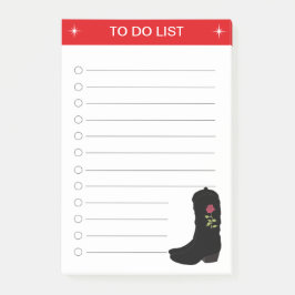 Bloco De Notas Lista de Tarefas Elegante & Botas Country