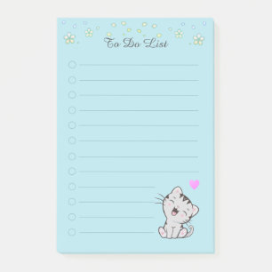 Bloco De Notas Lista de Tarefas Floral & Gato Gatito Tabby Fofo n