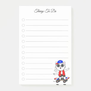Bloco De Notas Lista de Tarefas & Gato Patinador Fofo