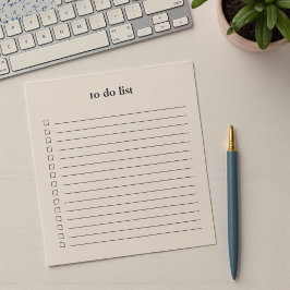 Bloco De Notas Lista de Tarefas Minimalista em Taupe Suave Simple