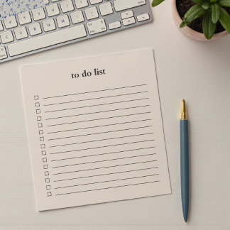 Bloco De Notas Lista de Tarefas Minimalista em Taupe Suave Simple