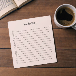 Bloco De Notas Lista de Tarefas Minimalista Rosa Bege Professora 