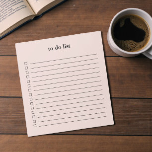 Bloco De Notas Lista de Tarefas Minimalista Rosa Bege Professora