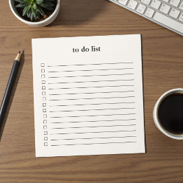Bloco De Notas Lista de Tarefas Minimalista Simples Bege Creme pa