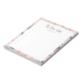 Bloco De Notas Lista de Tarefas Ondas Azul Sakura Floral